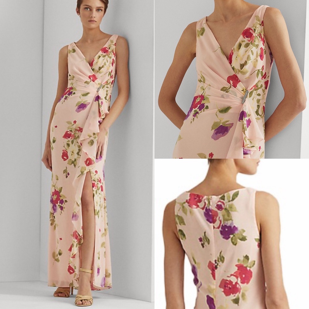 Lauren Ralph Lauren
Floral Crinkled
Georgette Gown blush  floral size 14 or 12
